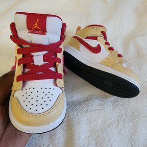 Nike Kids' Toddler Air Jordan 1 Mid Light Curry Cardinal (4c)